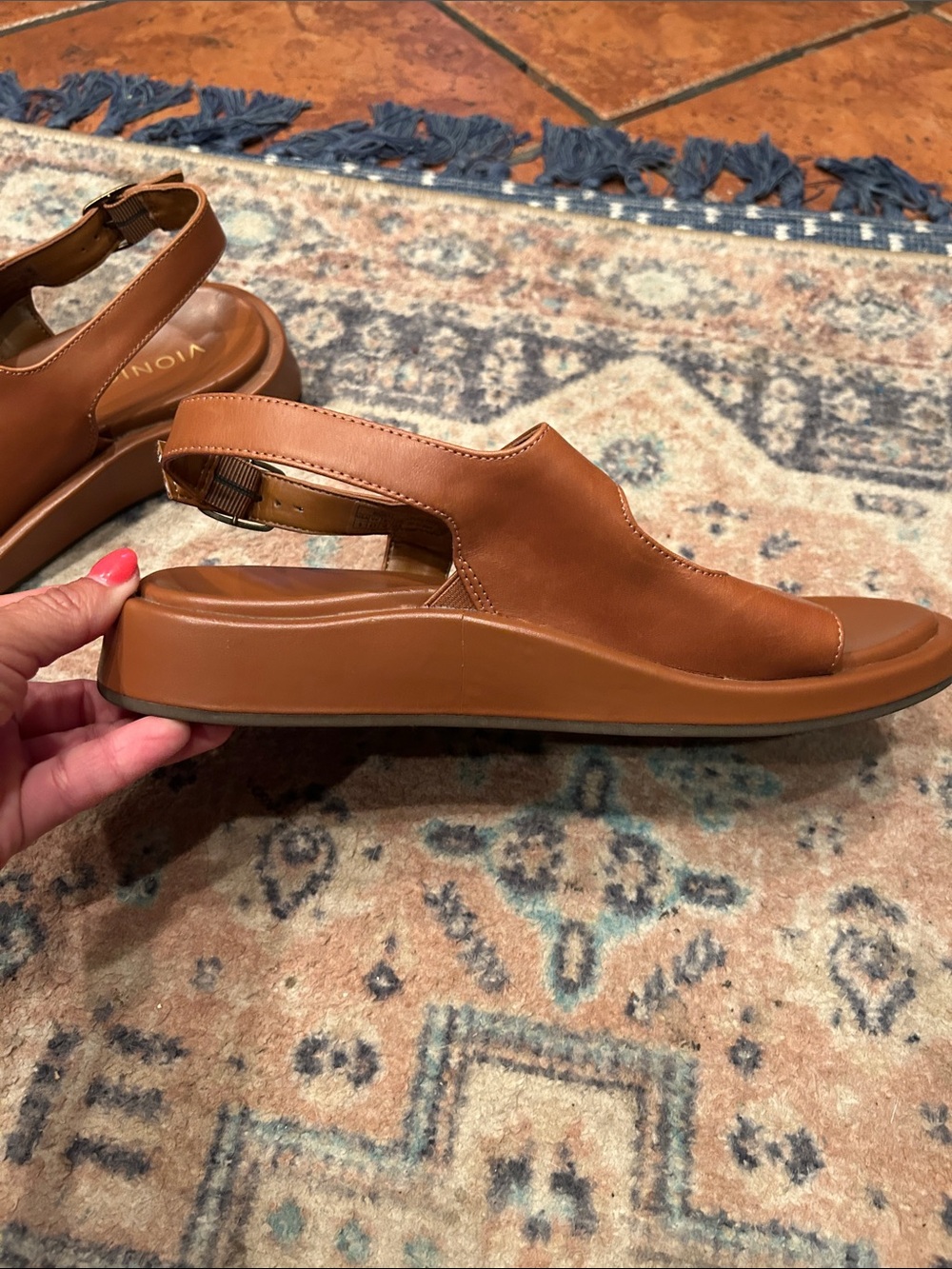 Vionic Tan Leather Double-Strap Slingback Sandal - Picture 5 of 15